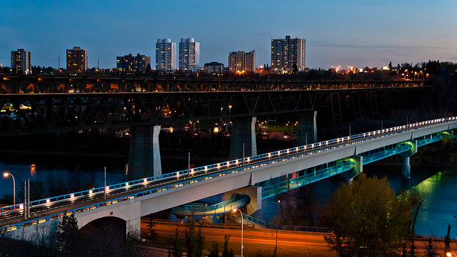 Bridge during sunset in Oliver Edmonton