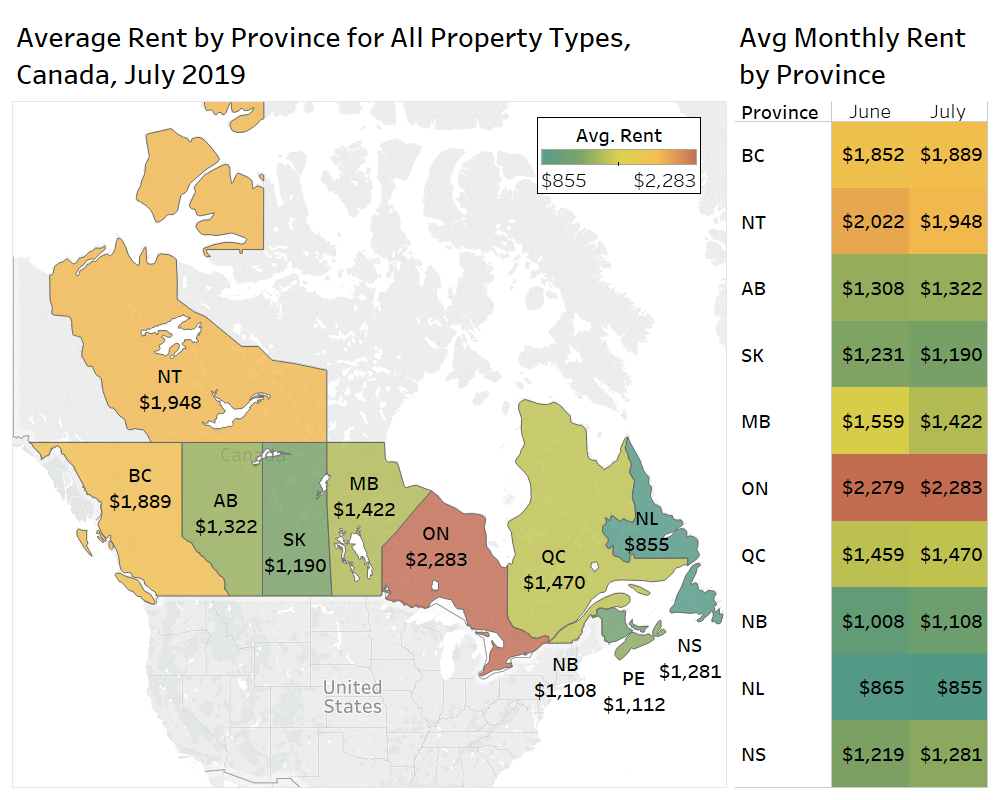 Average height in Canada. Карта rent