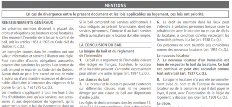 Quebec Lease Agreement